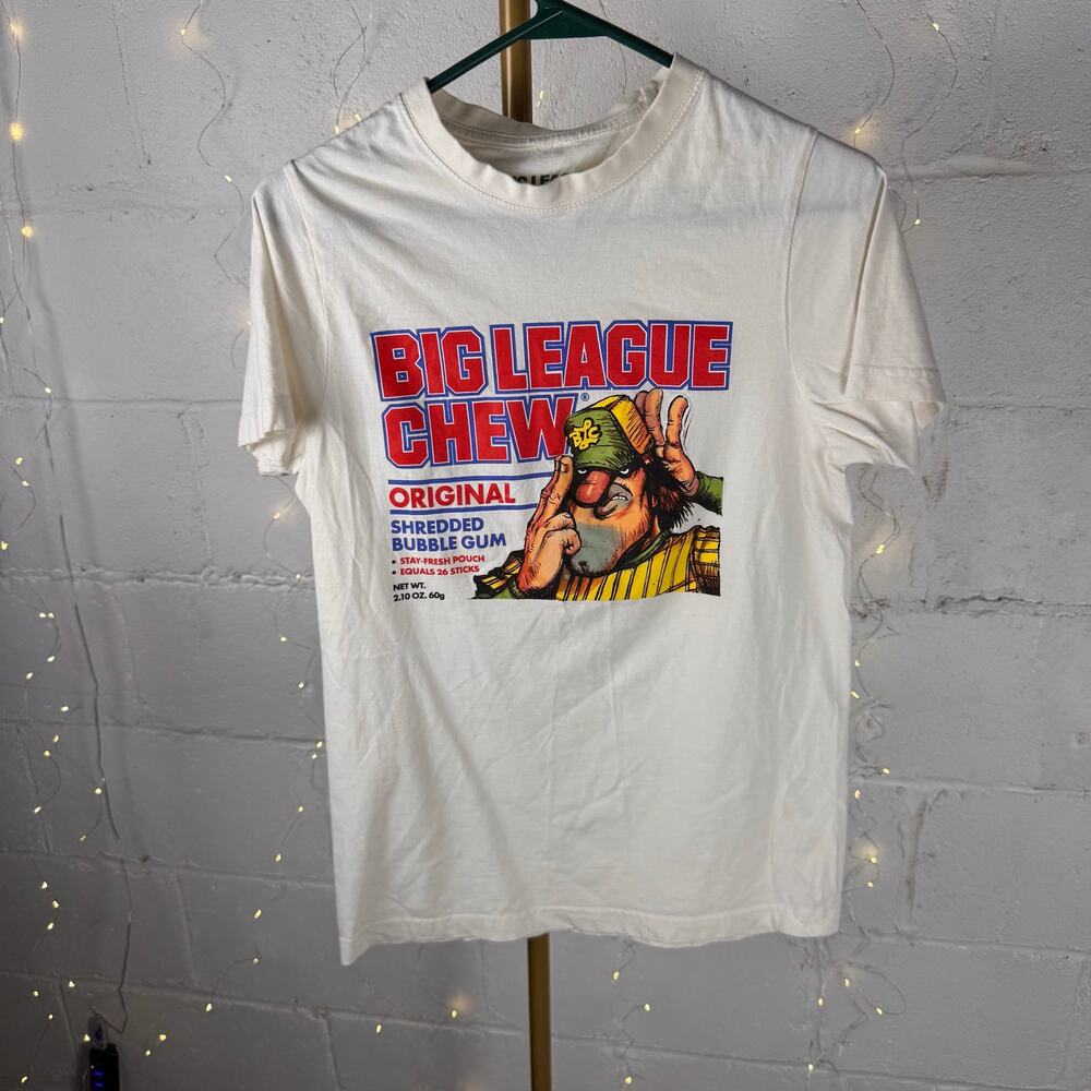 big league chew original bubble gum graphic t-shirt white size small 2025